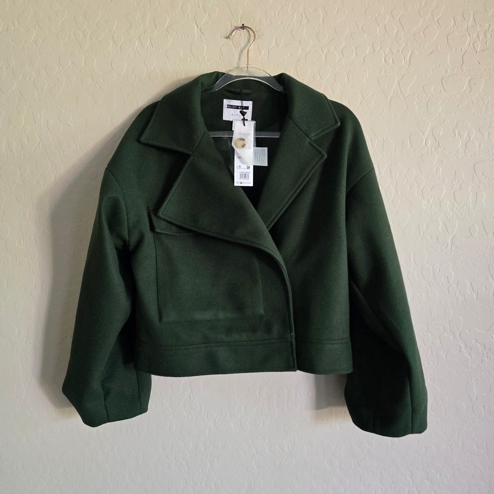 Noisy May Mavra Long Sleeve Pocket Short Jacket Kombu green Size XS New